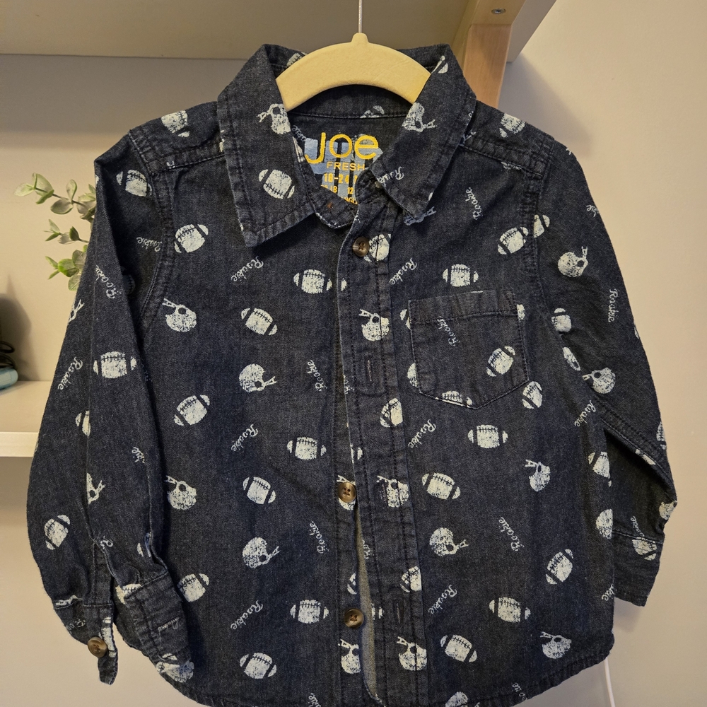 Fresh Dark Blue Kids Jean Jacket with Fun Pattern